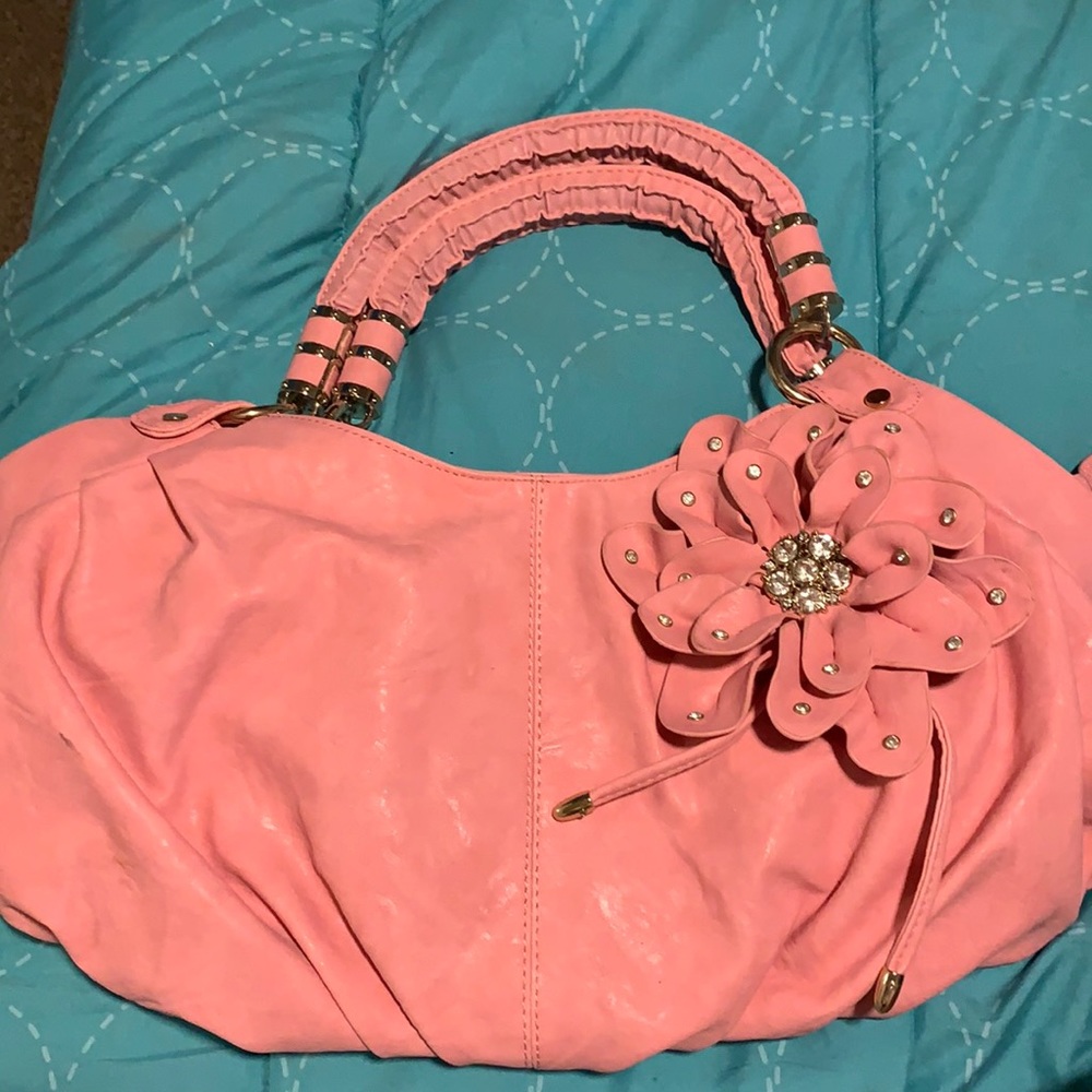 Pink bling handbag with flower absolutely adorable